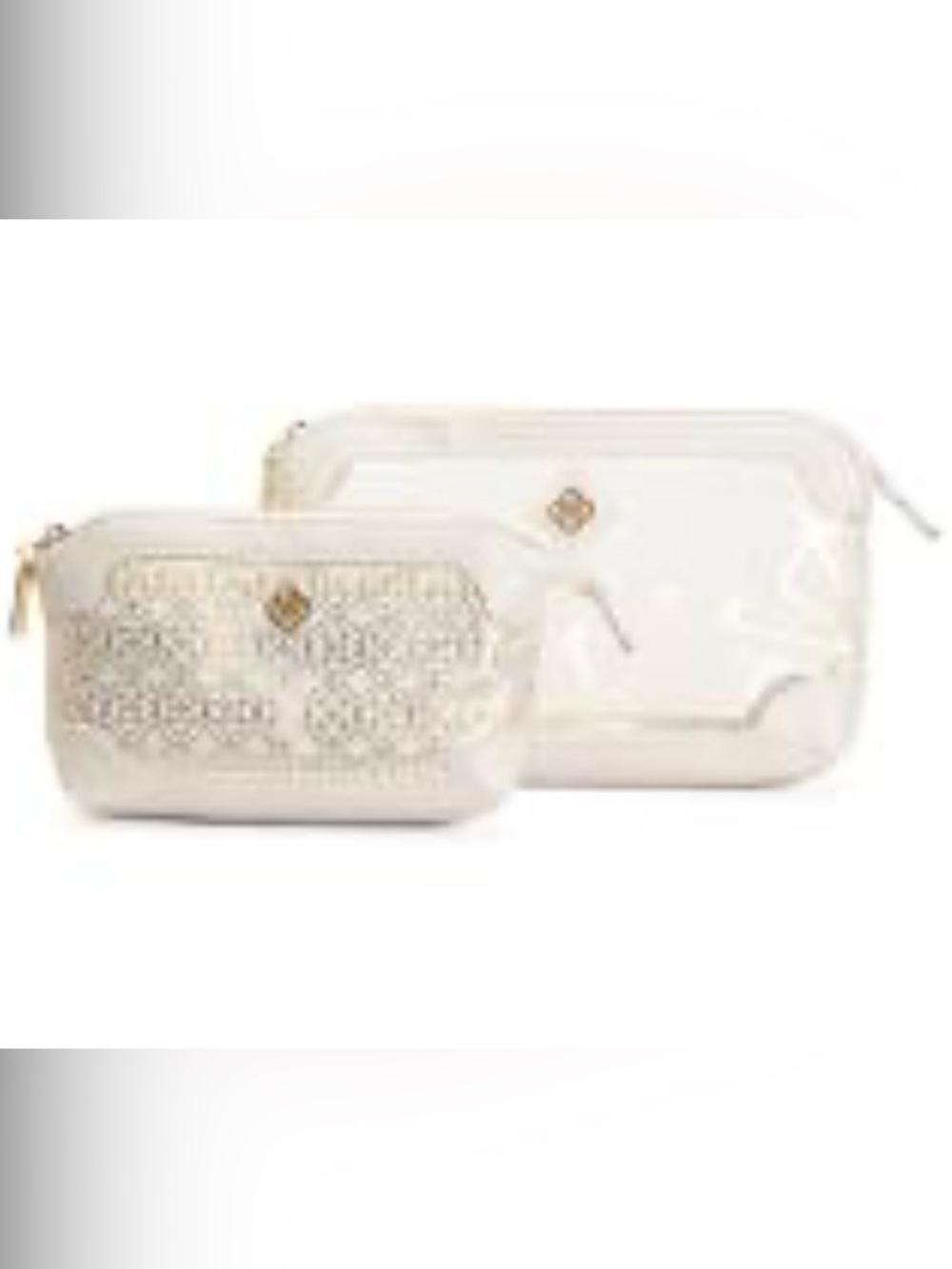 Kendra Scott White and Gold Floral Cosmetic Pouch Set - Picture 2 of 3